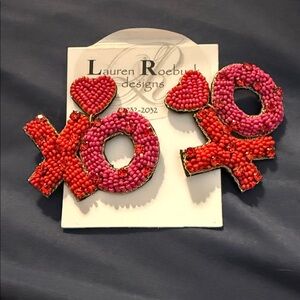 Pink and Red Beaded Earrings